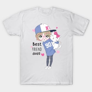 Cute girl and cat T-Shirt